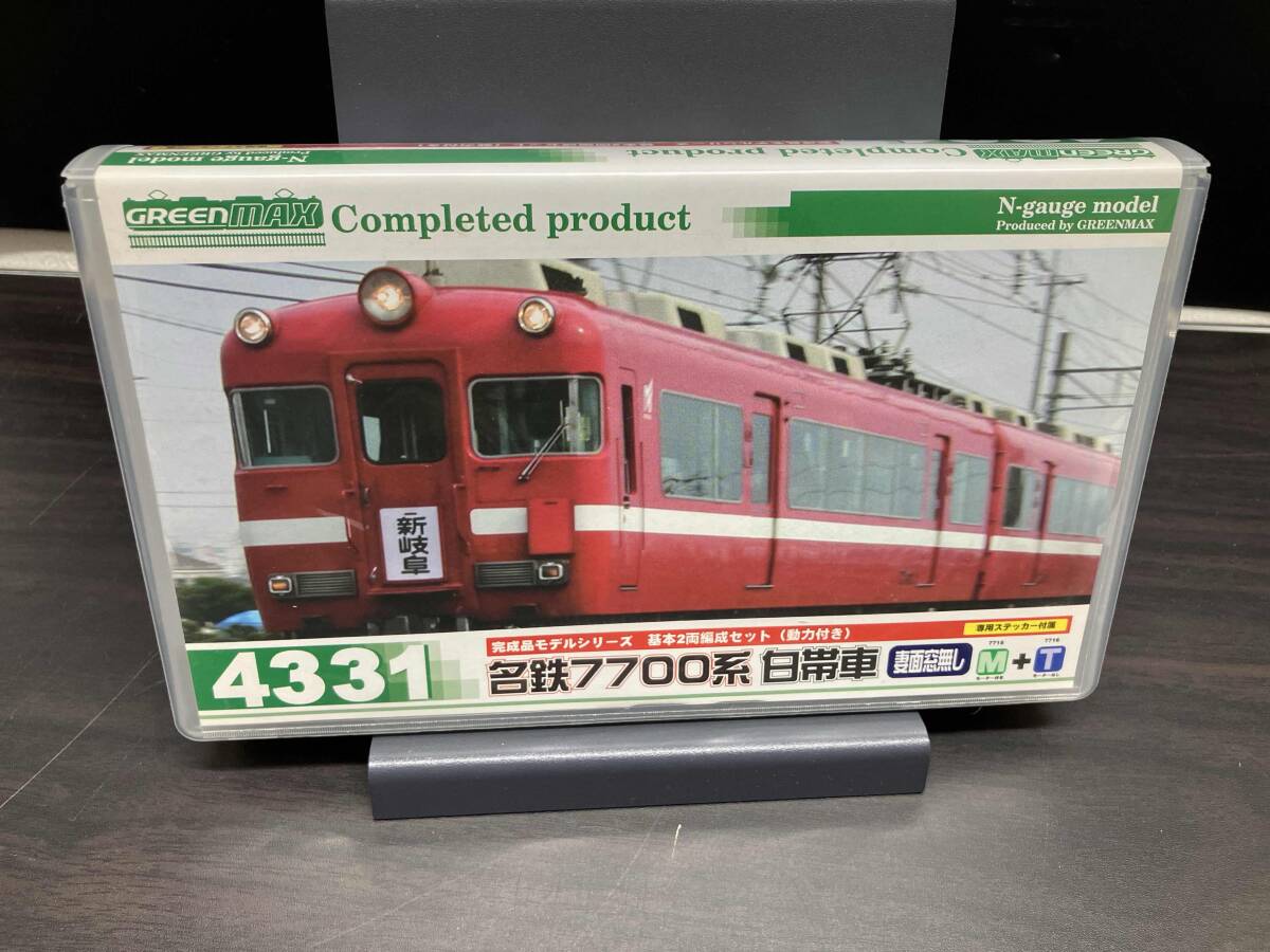 【動作確認済み】Nゲージ GREENMAX 名鉄7700系電車 白帯車 (妻面窓無し) 基本2両編成セット (動力付き) 4331 グリーンマックス拍卖