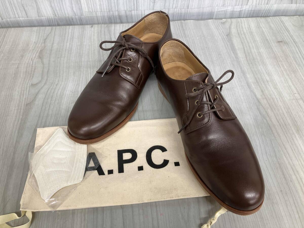 A.P.C. H53023 Derby Chic アーペーセー メンズ サイズ42 ブラウン ドレスシューズ レザー 3ホール拍卖