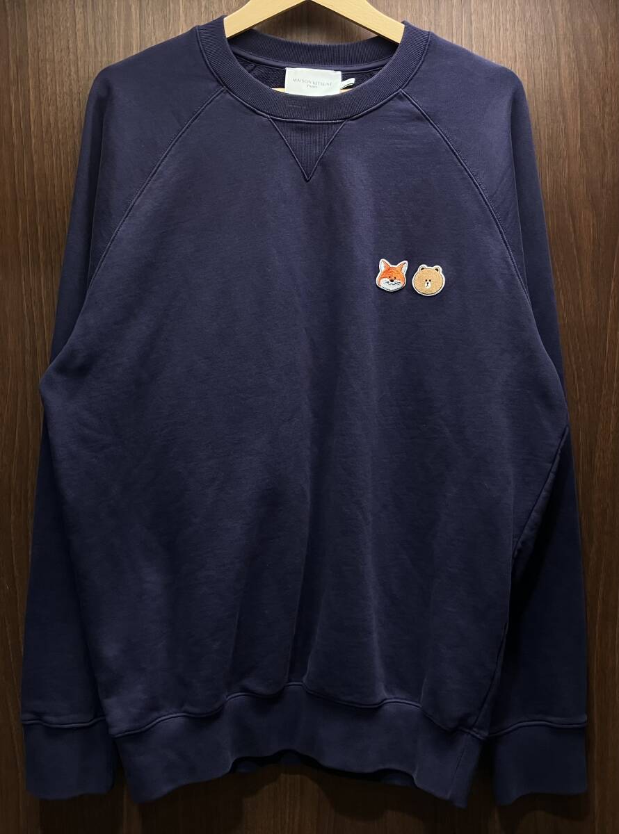 MAISON KITSUNE メゾンキツネ LINE FRIENDSコラボ SPLNU00301 XLサイズ ネイビー スウェット拍卖
