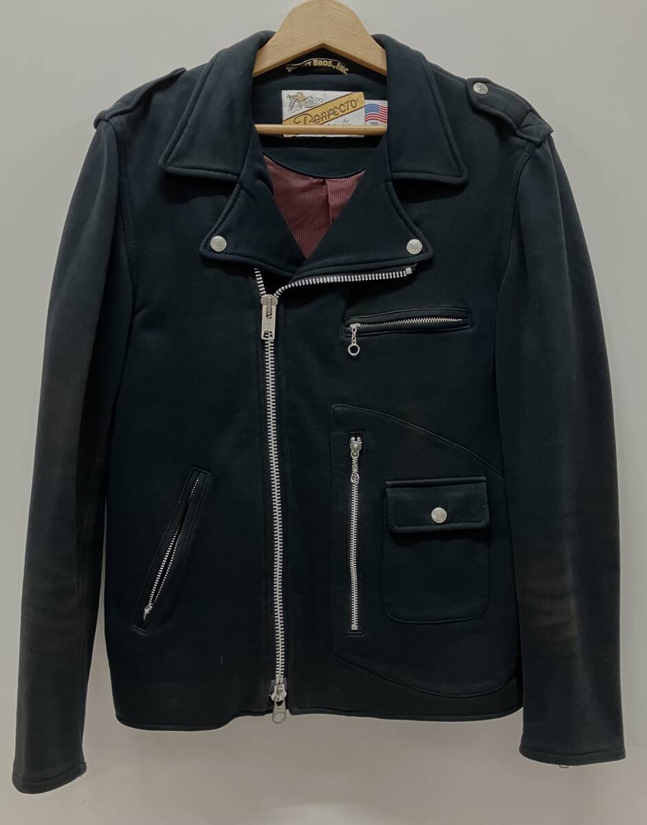 SCHOTT ショット コットンダブルライダースジャケット ダブルライダース サイズ38 ブラック 中国製 表地コットン100%拍卖