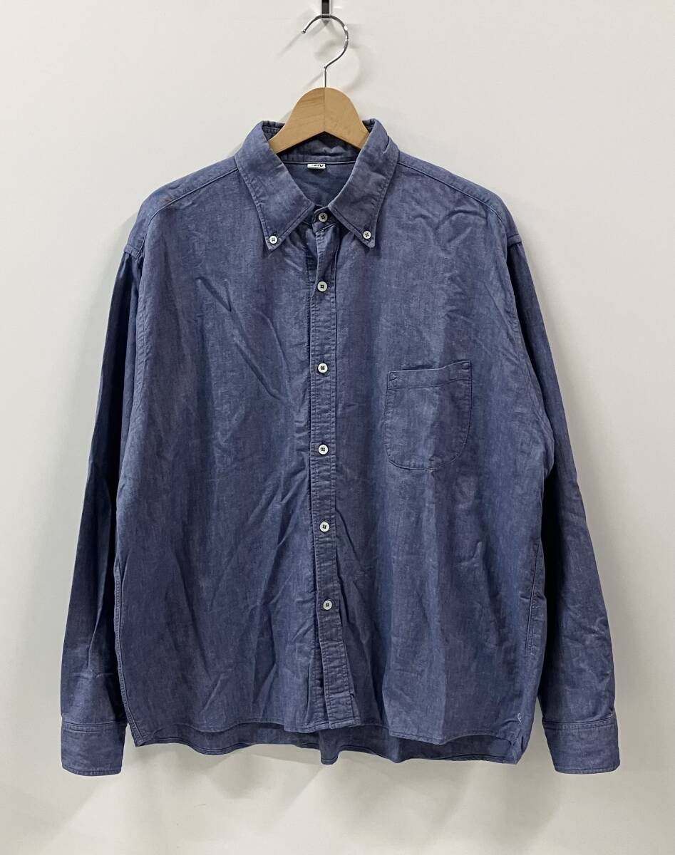45RPM フォーティーファイブ アールピーエム コットン100% オックスフォードシャツ 長袖シャツ サイズ5 ブルー 日本製 汚れ有り拍卖