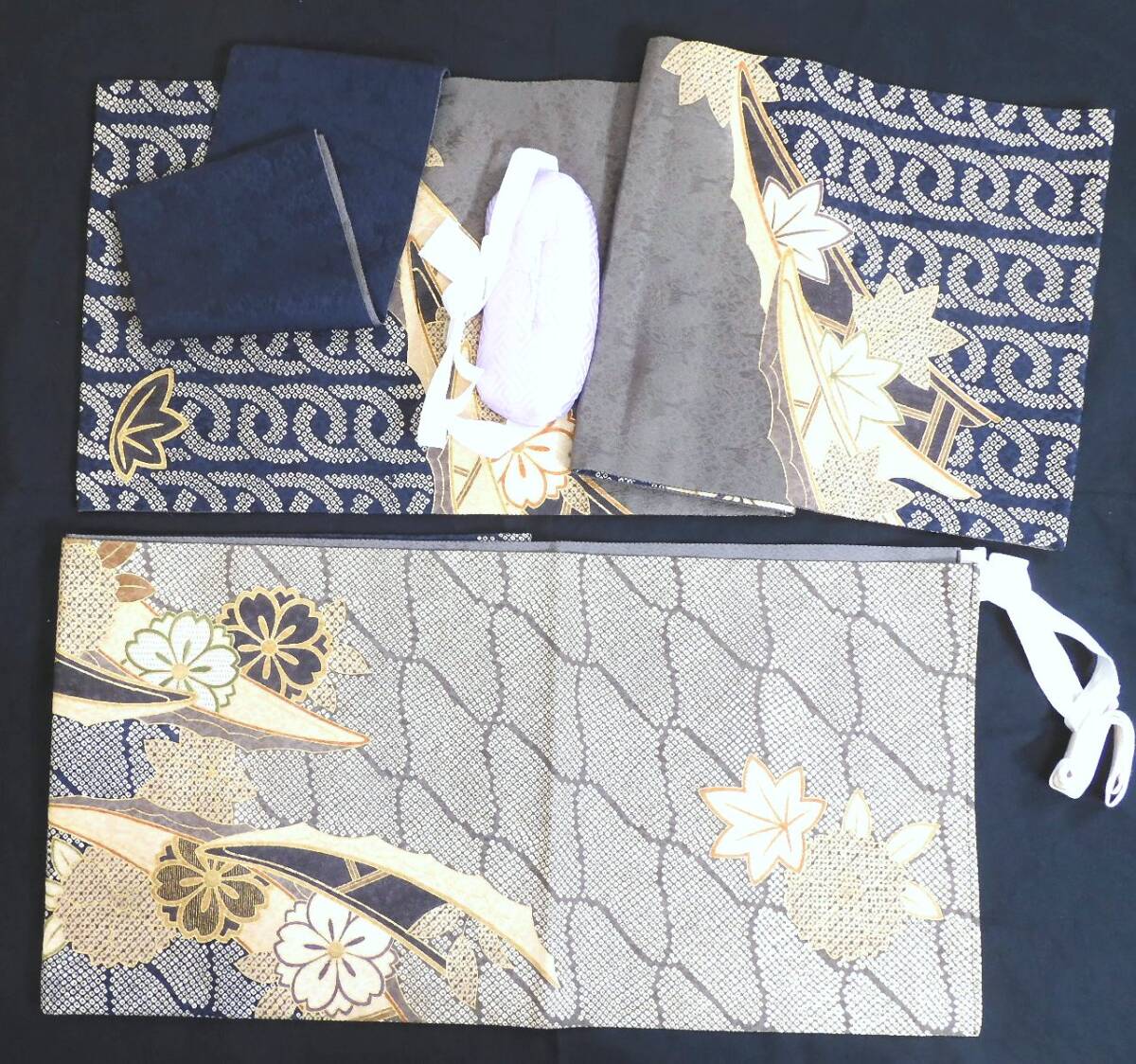 <銀の斧>正絹・豪華でおしゃれな刺繍入り作り帯拍卖