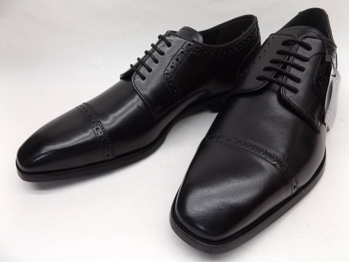 靴25.5cm ブラック PR6503bk-255 ペリーコレクション PERRY COLLECTION 現品処分18,700円 外羽式 ストレートチップ拍卖