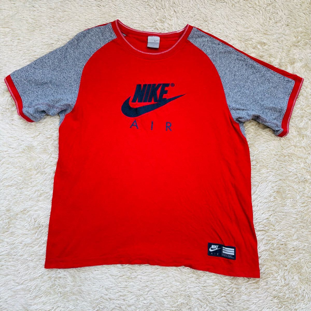 希少 90s 銀タグ NIKE マレーシア製 センターロゴ 刺繍 リンガーT L拍卖