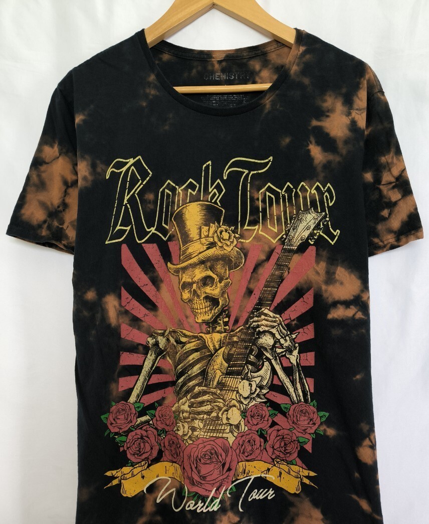 CHEMISTRY ケミストリーワールドツアー 半袖 Tシャツ タイダイ バンドTシャツ バンT ビッグプリント スカル メンズ Lサイズ 2005拍卖