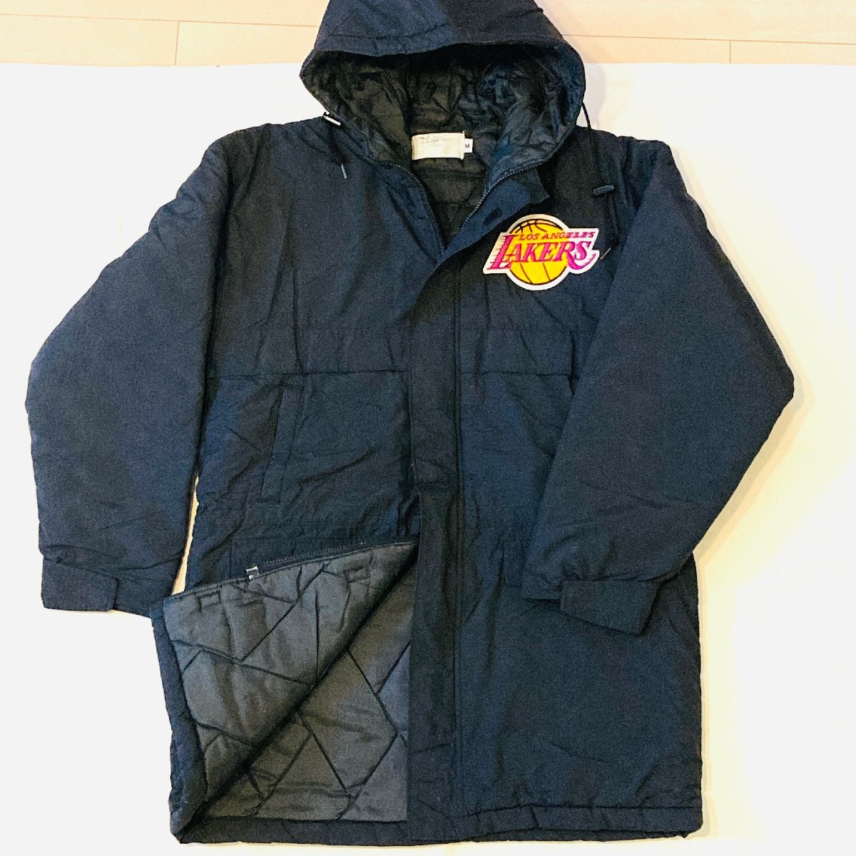 90s CHALK LINE NBA LOS ANGELES LAKERS レイカーズ MADE IN USA/米国製 ビッグロゴ 刺繍 ダブルジップ コート パーカー/フーディー拍卖