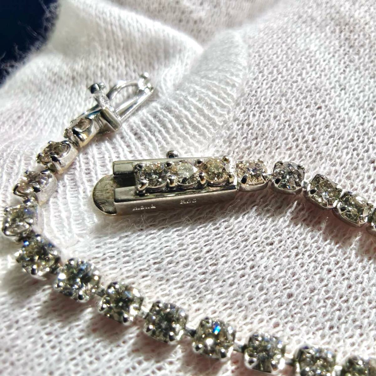 テニスブレスレット K18 WG 3.00ct 5.6g ブレスレット アクセサリー ホワイトゴールド ダイヤモンド 美品 (03077並拍卖