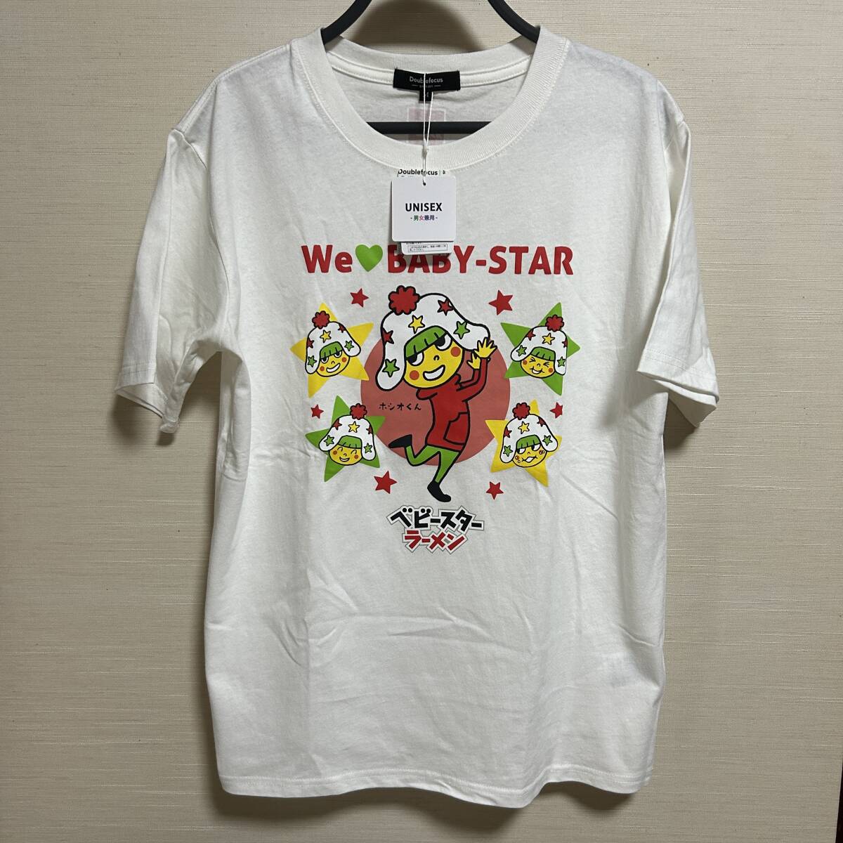 ベビースター ラーメン 半袖 Tシャツ Mサイズ 白色 男女兼用 おやつカンパニー BABY-STAR おやつ おつまみ 企業 (タグ付き新品未使用)拍卖
