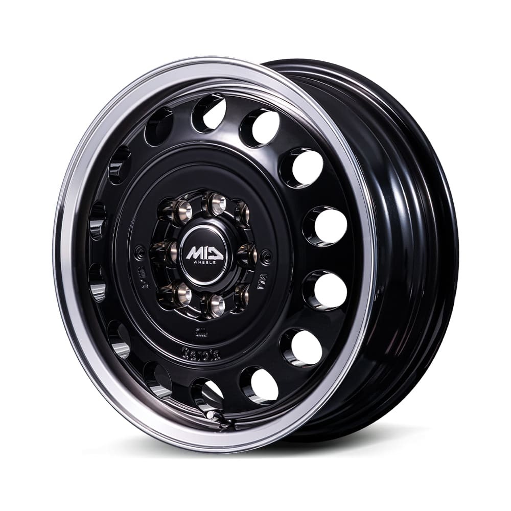 14インチ 8H100/114.3 5.0J 5J+42 8穴 ガルシアシスコ ホイール 4本 ブラック リムポリッシュ MID Garcia CISCO Type II 2拍卖