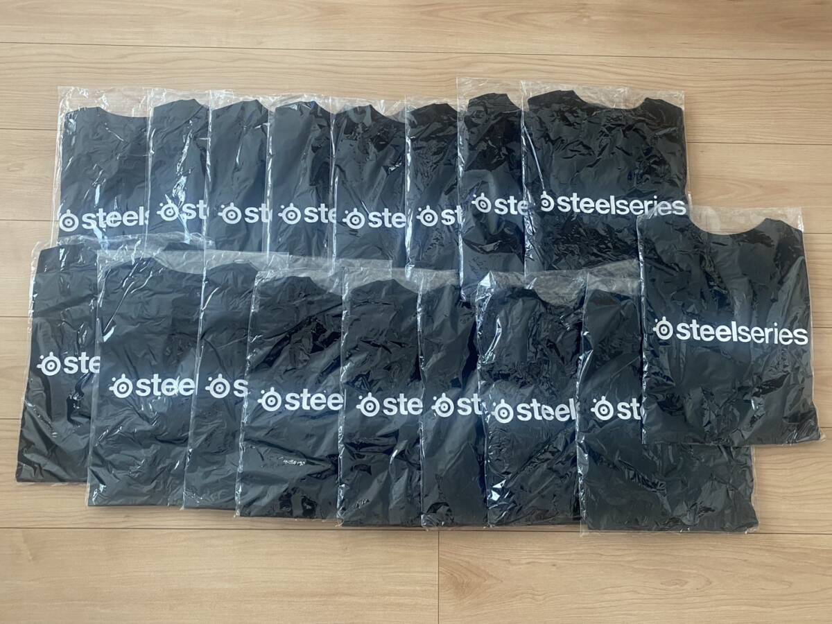 ◆9 steelseries スティールシリーズ ロゴTシャツ Sサイズ 17枚 ブラックホワイトロゴ 前ロゴ後ろプリント まとめ売り拍卖