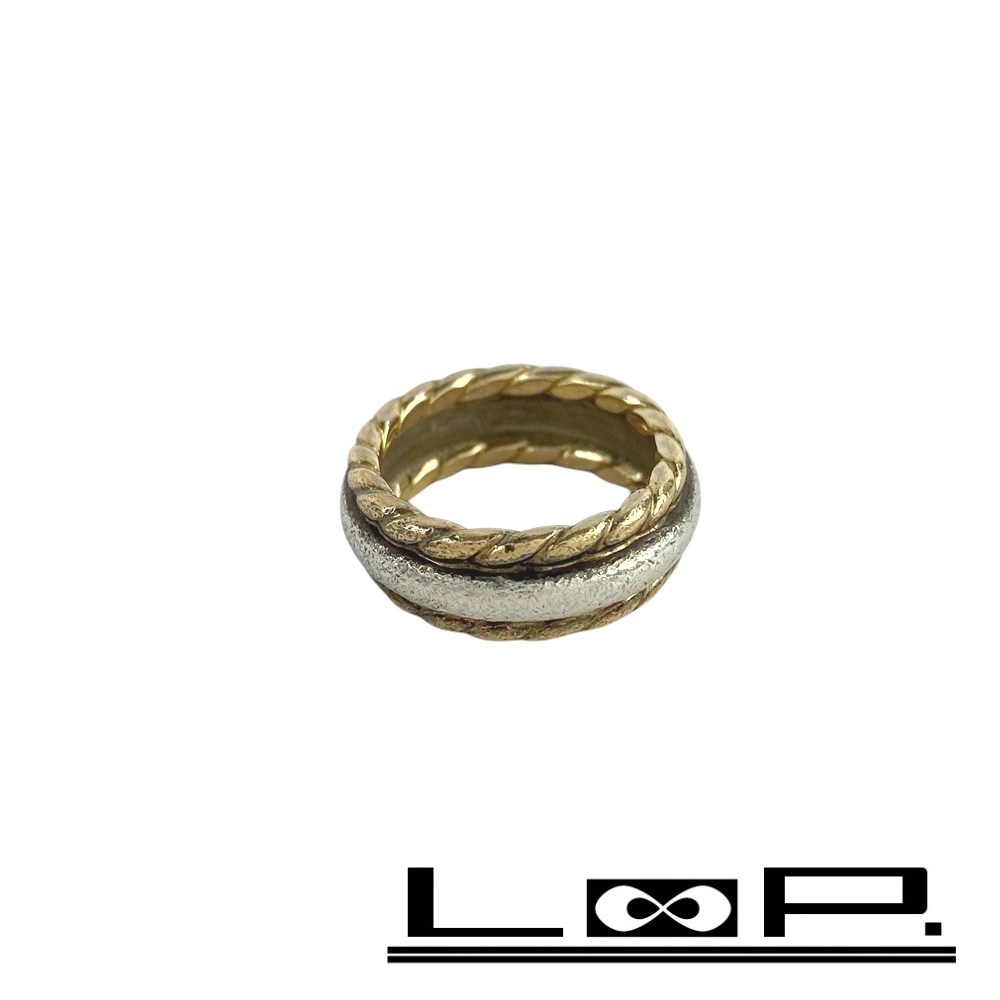 ■中古■ヴィンテージ■ エルメス コンビ リング 指輪 アクセサリー SV925 K18 YG750 シルバー ゴールド 9.4g #11 【295690】3拍卖