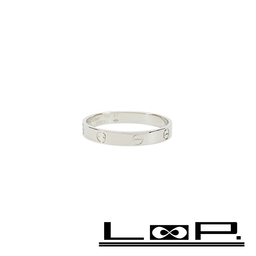 ■新同■磨き済■ カルティエ ミニラブ リング 指輪 アクセサリー シルバー K18 WG 750 #67 4.3g 【372391】3拍卖