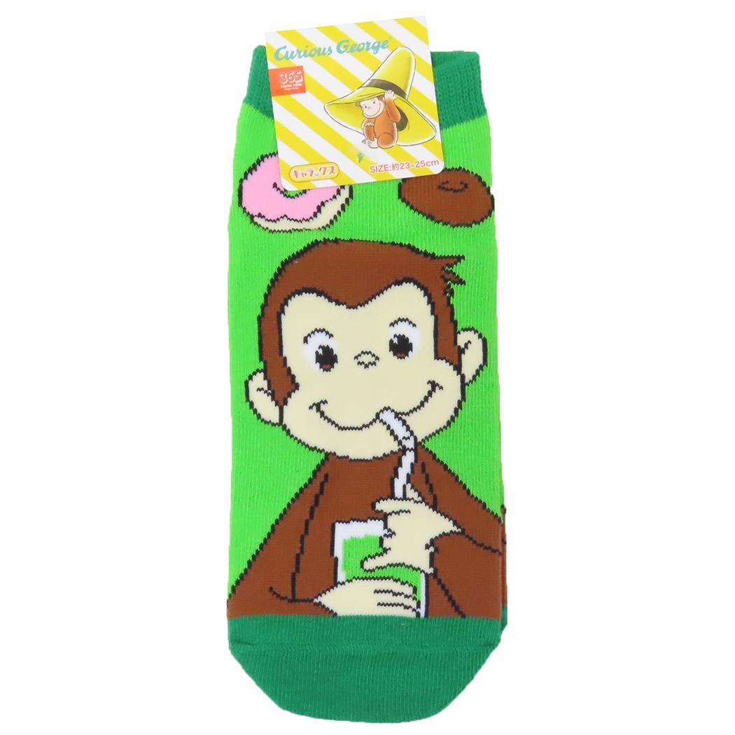 おさるのジョージ 女性用靴下 レディースソックス ドリンク スモールプラネット キャラックス 大人向け 絵本キャラクター グッズ拍卖