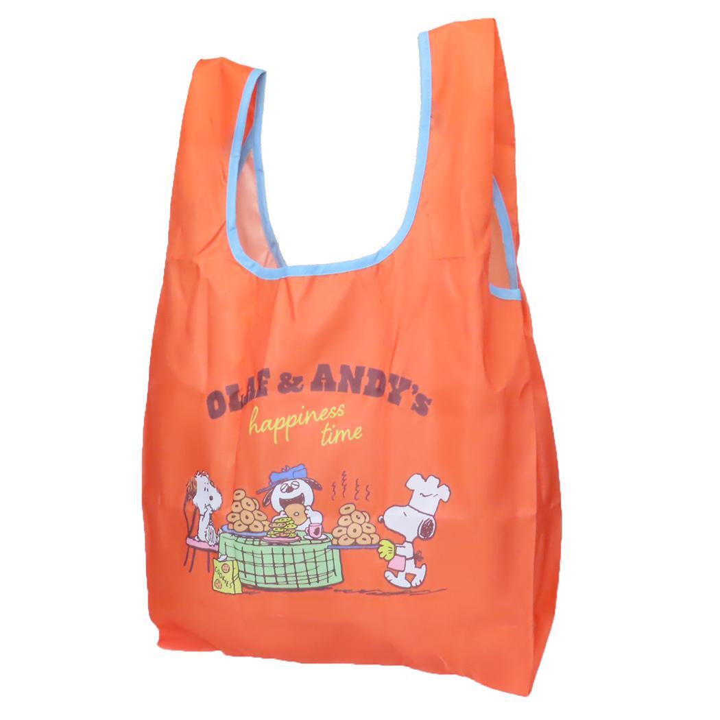 スヌーピー エコバッグ マルシェショッピングバッグ snack time ピーナッツ スモールプラネット 折りたたみ お買い物かば拍卖