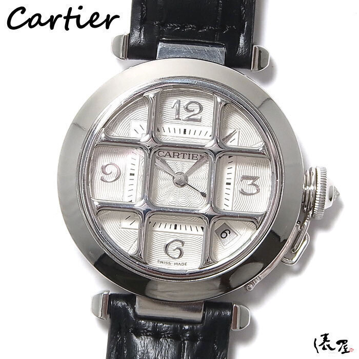 【カルティエ】パシャ 35mm グリッド K18WG 自動巻 美品 ボーイズ レディース 時計 Cartier Pasha 俵屋拍卖