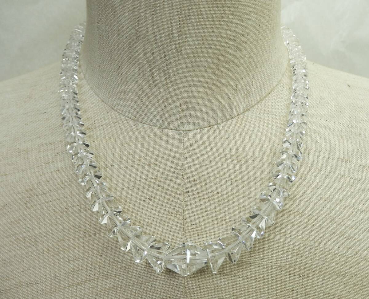 天然白水晶 カットクォーツネックレス 42.5cm 約29.85g 現状品 売り切り拍卖