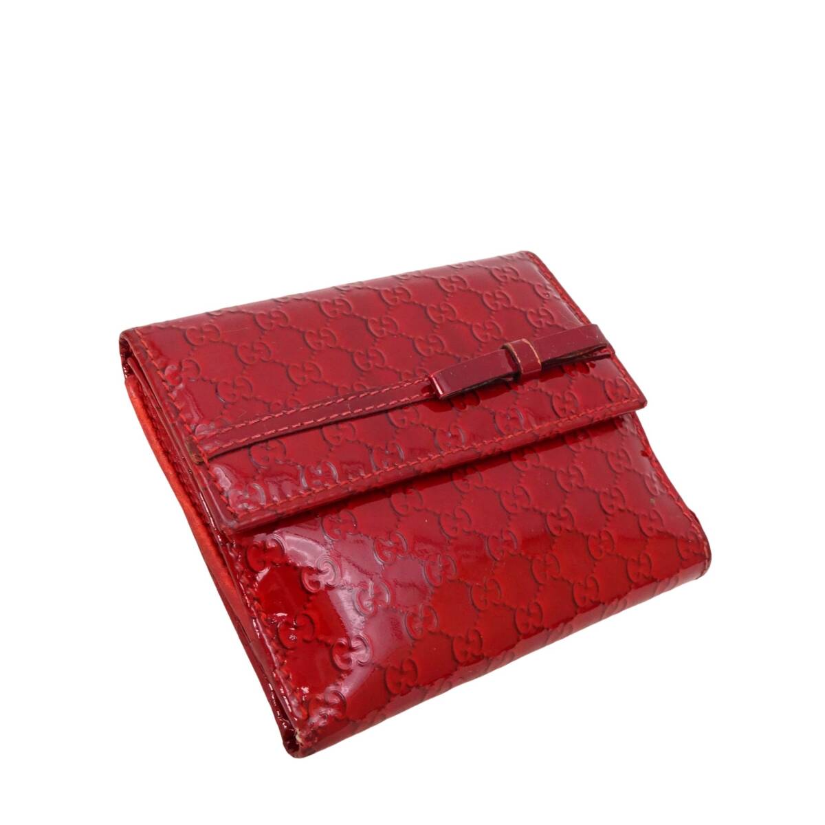 本物■グッチ■リボン/スモールウォレット/GGパテント/レッド/Wホック財布/82685拍卖