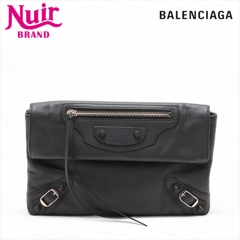 バレンシアガ BALENCIAGA クラッチバッグ エンベロープ レザー ブラック拍卖