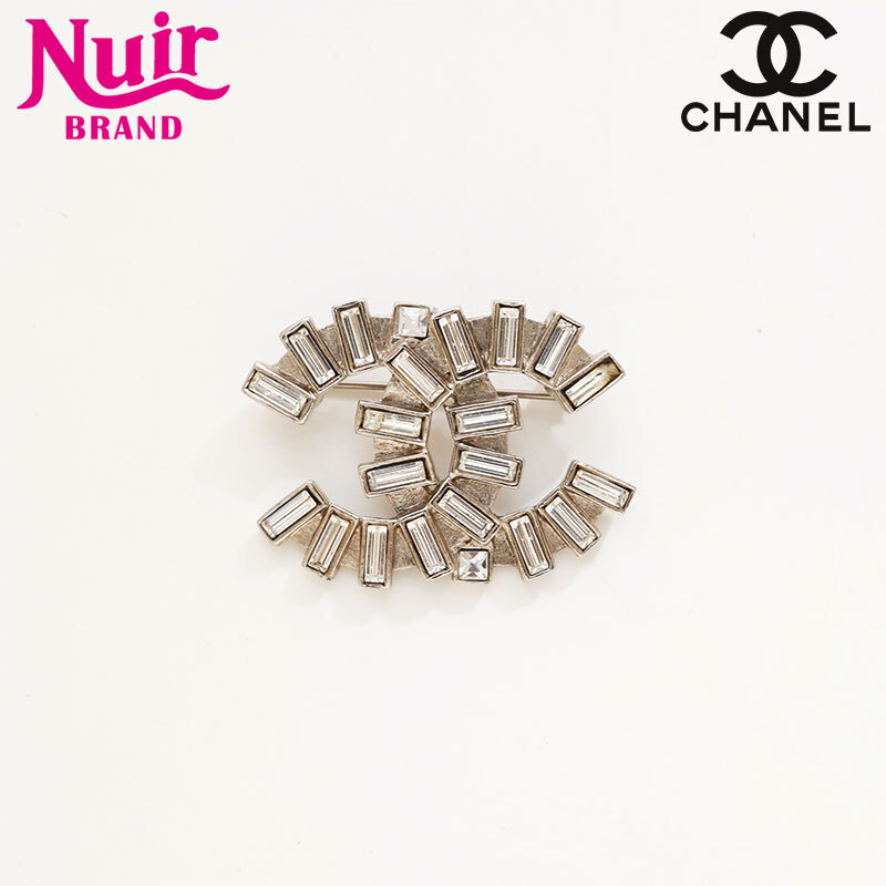 シャネル CHANEL ブローチ ココマーク ラインストーン シルバー拍卖
