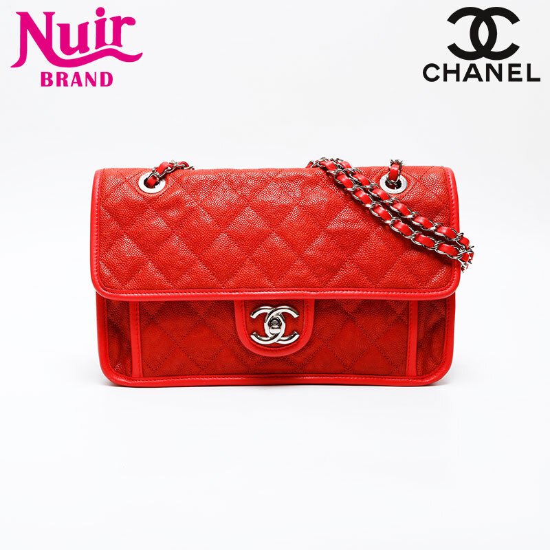 シャネル CHANEL ショルダーバッグ 15番台 2011 フレンチリビエラ キャビアスキン チェーン レッド拍卖