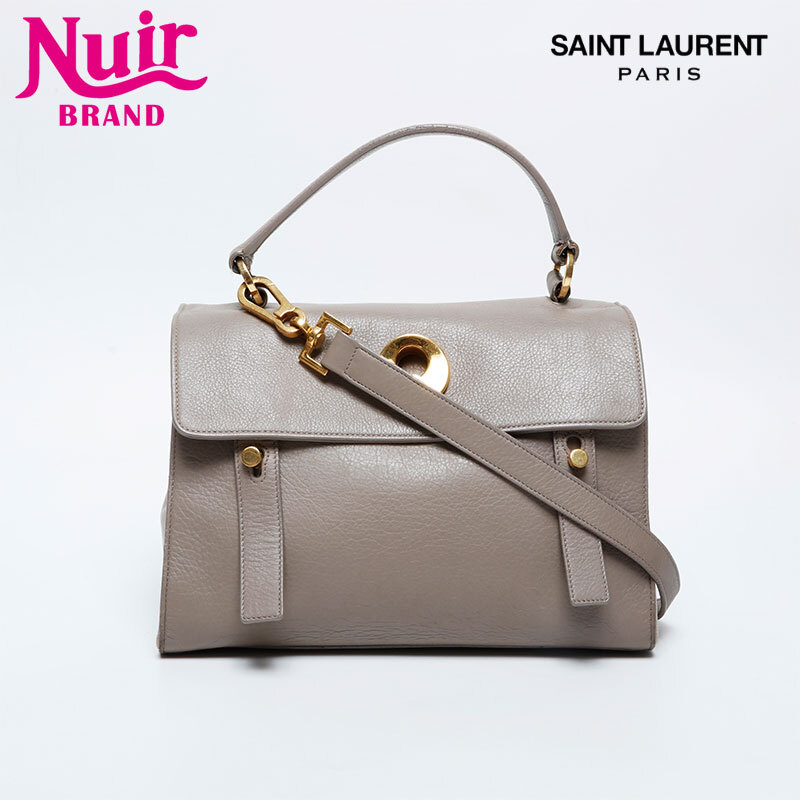 イヴ・サンローラン YVES SAINT LAURENT ハンドバッグ レザー ミューズ トゥ 2way ベージュ拍卖