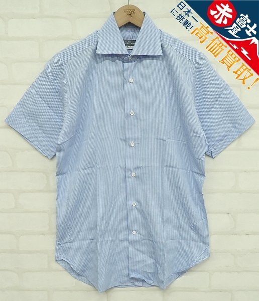 9T3881【クリックポスト対応】オリアン×ビームスF 半袖スリムフィットワイドカラーチェックシャツ ORIAN BEAMS F拍卖