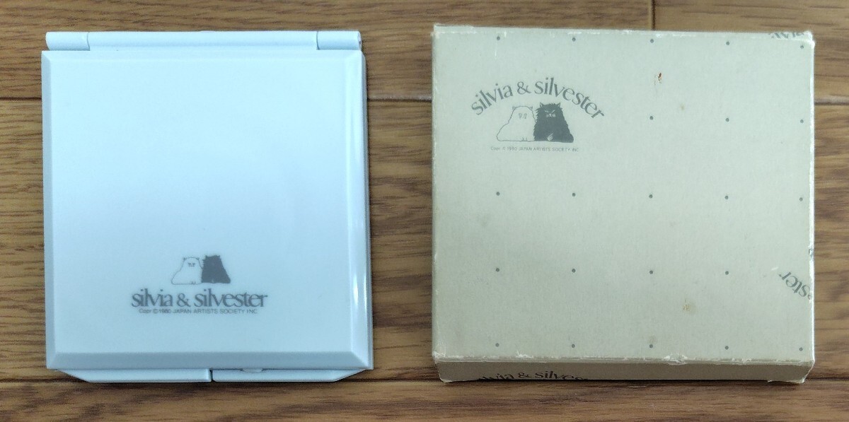 80年代 ビンテージ silvia & silvester 折りたたみコンパクトミラー シルビア シルベスター 昭和 当時物拍卖