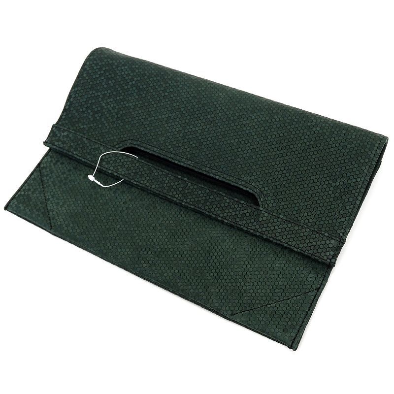 F0680S 未使用品 MANIUNO/ECCO LEATHER レザークラッチバッグ グリーン MUMHECC1 マニウノ メンズ拍卖