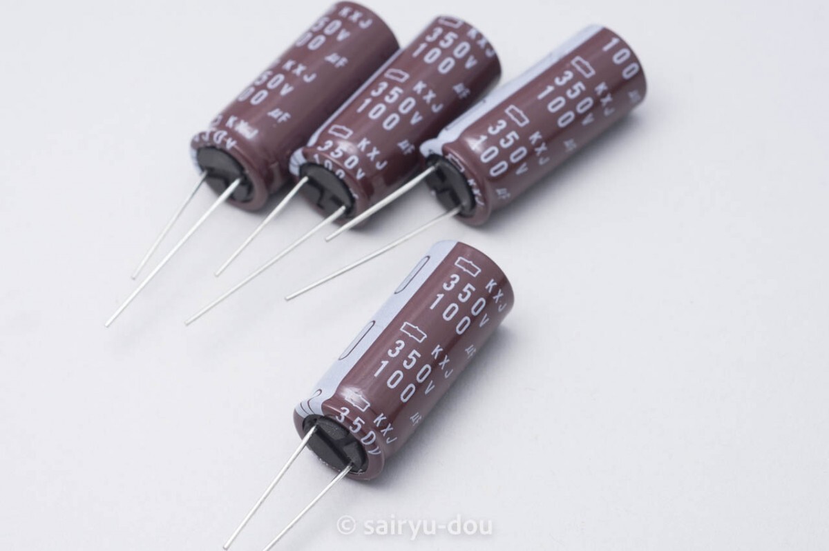 日本ケミコン KXJ 350v/100μF 105℃ 高耐圧・長寿命 電源入力平滑用 電解コンデンサ 新品4個A拍卖