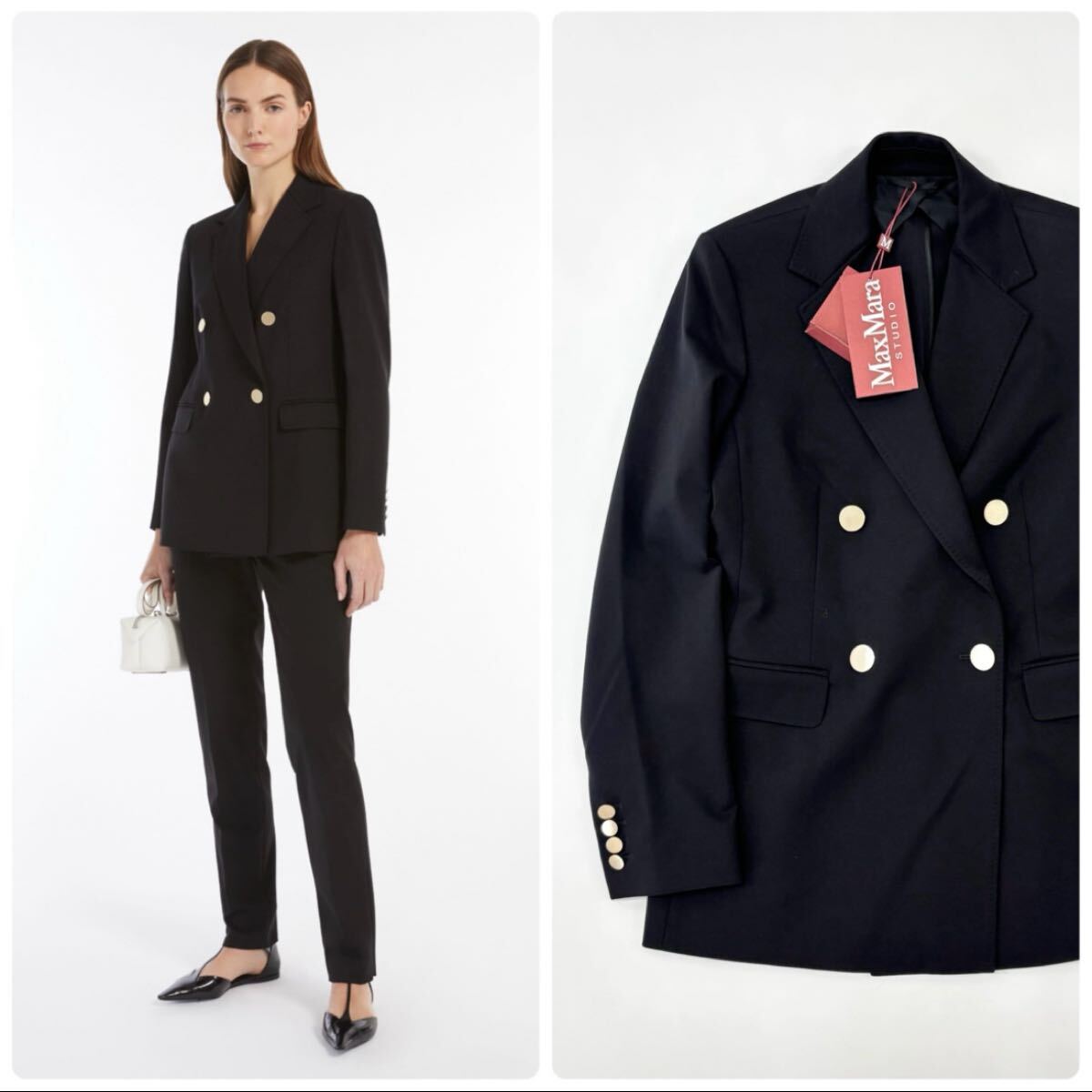 25ss 新品 MAX MARA マックスマーラ レリチ ミラノ ジャージー ダブルブレスト ジャケット サイズ FR 42 IT 44 US 10 定価146,300円 706拍卖