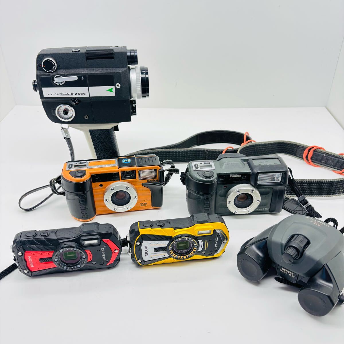 ★ ジャンク品 カメラまとめ売り 現場監督フィルムカメラ 本格防水デジタルカメラ 双眼鏡 カメラ Konica RICOH FUJICA S-196拍卖