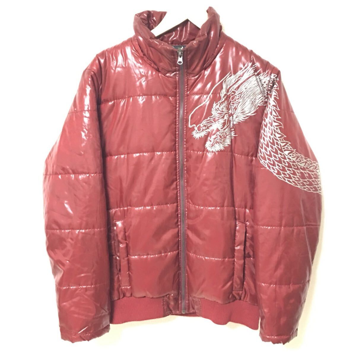 【大和彩琳】ヤマトサイリン 中綿ジャケット コート アウター 防寒 秋冬 龍 カジュアル タウン ダークレッド メンズ サイズL/Y34001fF拍卖