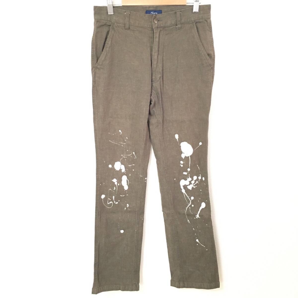 個性派◎ペイント◎希少【Neyries】ネイリーズ カジュアル パンツ ツイード調 ストレート ボトムス メンズ ブラウン サイズ S /Y34246fa拍卖