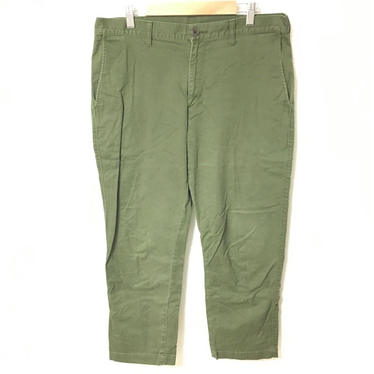 【UNIQLO】ユニクロ チノパン パンツ ボトムス アメカジ カジュアル ゴルフ ミリタリー メンズ グリーン サイズウエスト82cm/Y34402fF拍卖
