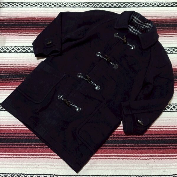 希少!!英国製【BURBUERRY】バーバリー 肉厚 ウール100% ダッフル コート 90s オールド ヴィンテージ イングランド ブラック 黒 46R/Y33320j拍卖