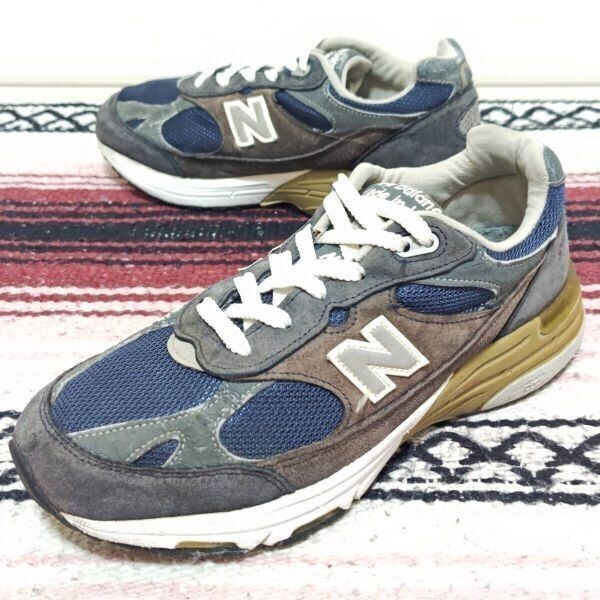 廃盤!!不朽の名作!!【NEW BALANCE】WR993NV USA製 スニーカー ネイビー 紺 グレー 灰色 シューズ ヴィンテージ 24.0㎝/Y26930j拍卖