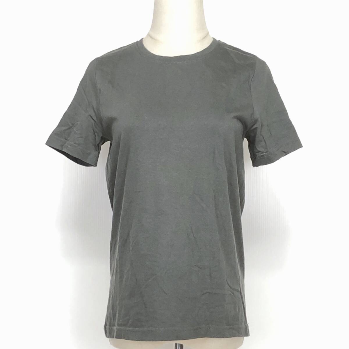 Y2069 美品 SUFFUSE COTTONUSA レディース Tシャツ 半袖 丸首 グレー 灰 無地 綿素材含 USED シンプル 春夏秋カジュアルデニムコーデ休日 拍卖