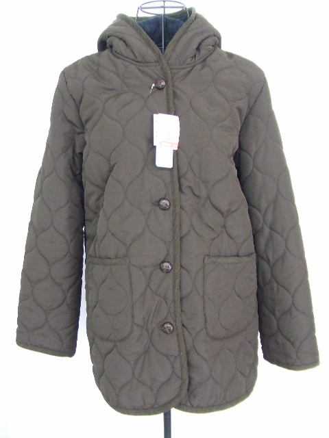 【未使用・タグ付き!】★MEICONNE/しまむら★中綿ジャケット 茶色 サイズL 前ボタン/フード付き拍卖