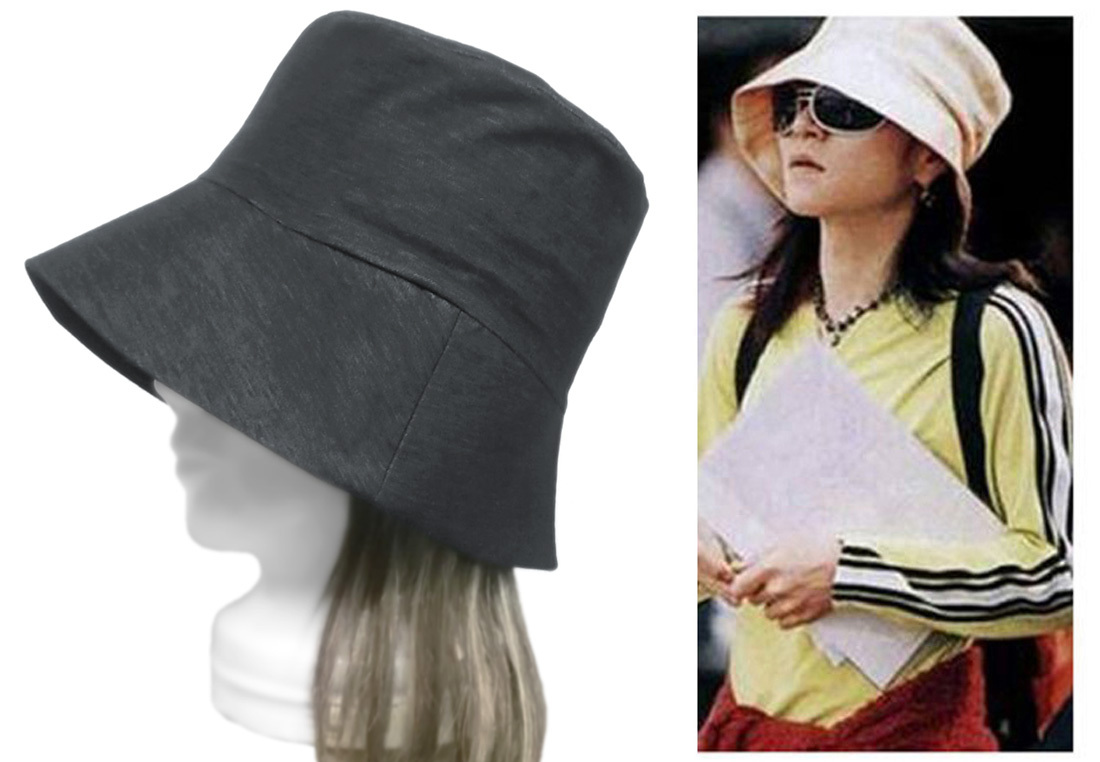 ハンドメイド◆X JAPAN◆hide風ハット/デニム調コットンニット/ブラック ◇紫外線対策・ゆったり・小顔効果・オールシーズン着用◇拍卖