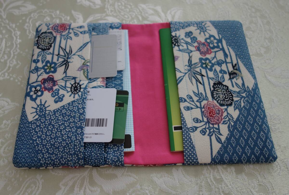 ■きものリメイク おくすり手帳・通帳・マイナンバーカード水色小紋柄 ①拍卖