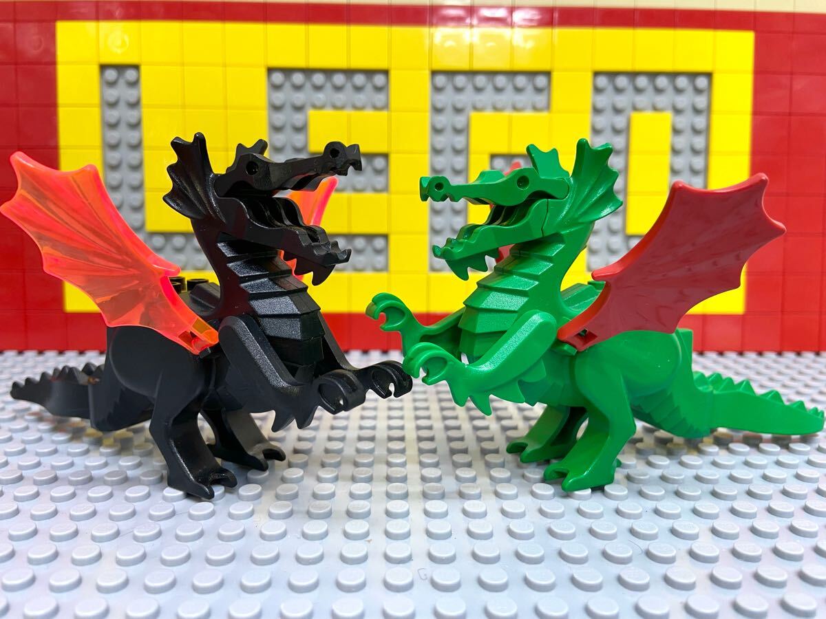 ☆ドラゴン☆ レゴ 動物ミニフィグ 2体セット グリーンドラゴン ブラックドラゴン 龍 竜 ドラゴンナイト フライトナイト D71504拍卖