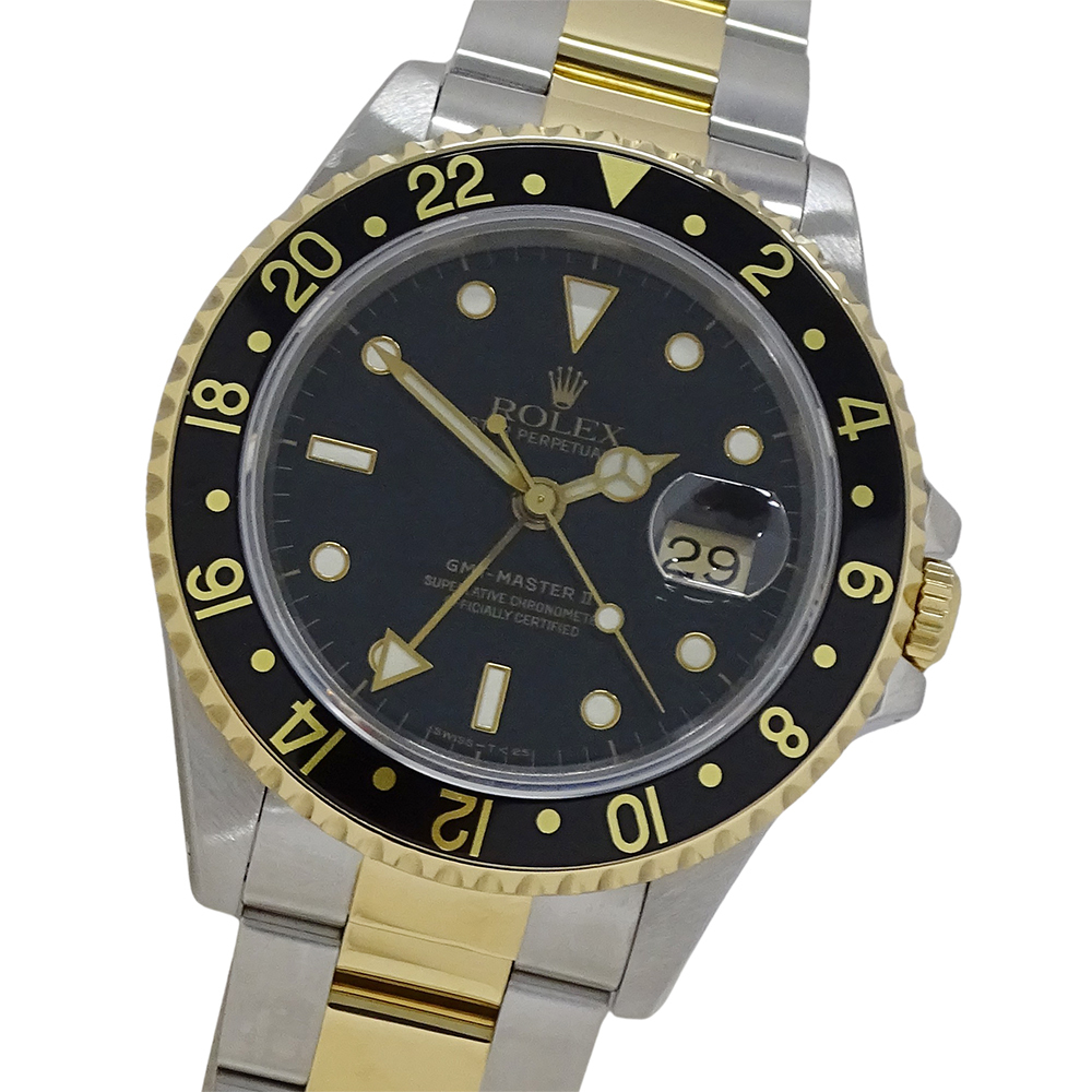 ロレックス ROLEX GMTマスターII 16713 E番 時計 メンズ ブランド 自動巻き AT ステンレス SS ゴールド YG コンビ 磨き済み拍卖
