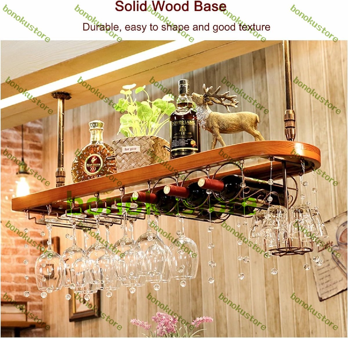 ワイングラスホルダー 酒棚 ディスプレイ グラスホルダー 吊り下げラック 酒収納ラック ワインラック ボトルスタンド 100*28cm拍卖