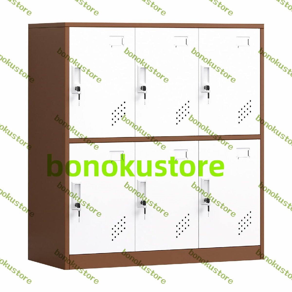 スチールロッカー 学校用ロッカー オフィス用ロッカー 更衣室ロッカー キャビネット 鍵付き 扉付き 要組立 6枚扉 3列2段ブラウン拍卖