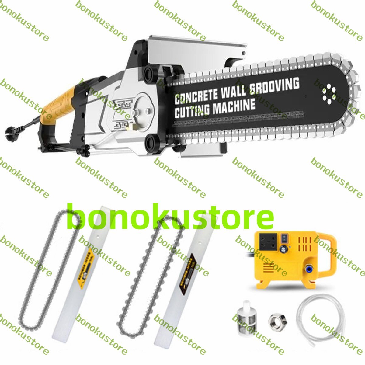 5000W電動コンクリートチェーンソー 切断深さ18.81インチ 湿式給水ダスト除去 シングルチェーンとダブルチェーン付き コンクリート拍卖