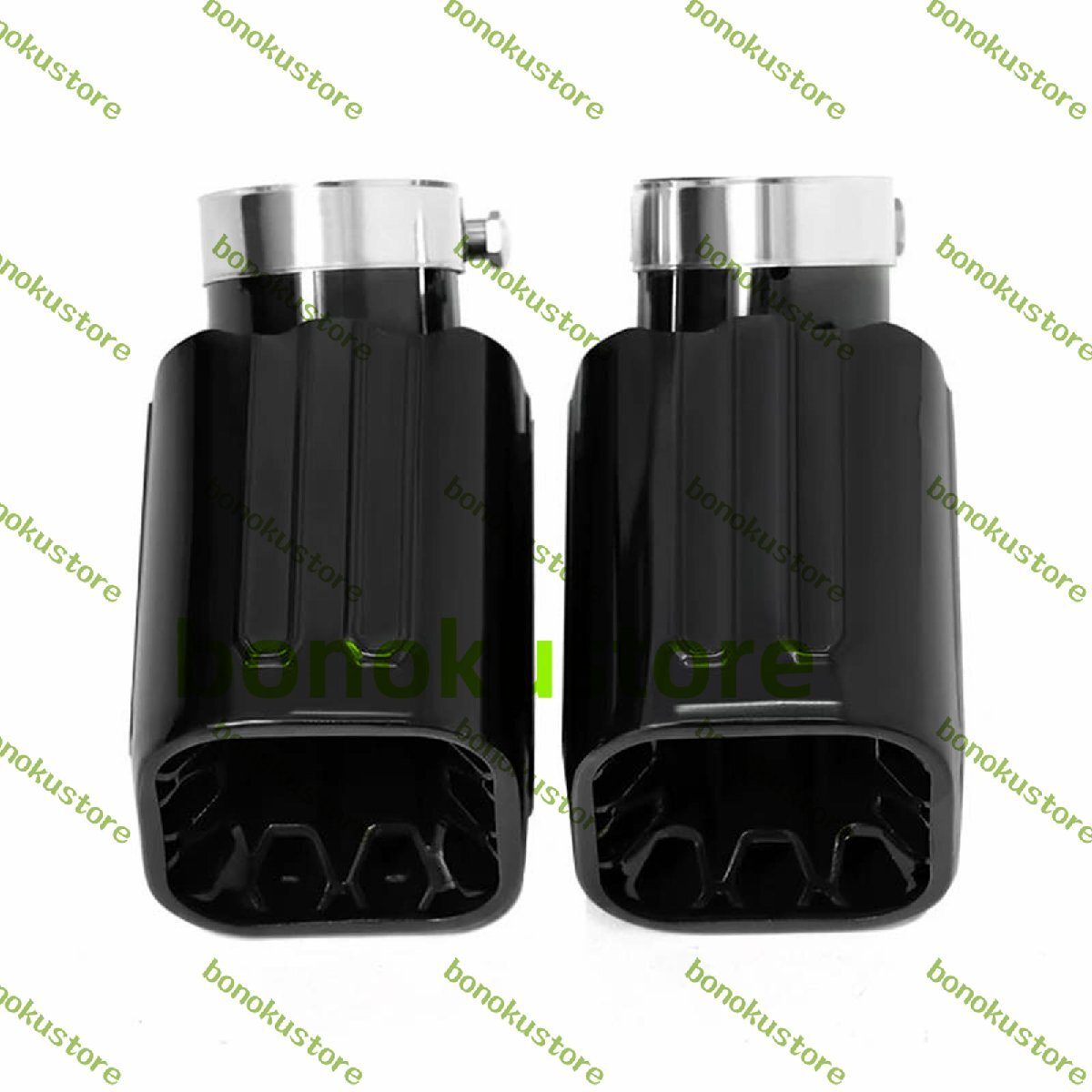 排気 マフラー 1ペア 車用排気チップ テールパイプ ステンレススチール L663 ブラック スクエアマフラーチップノズル (スタイルb)拍卖