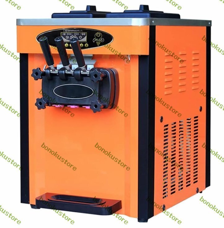 1800W ソフトアイスクリームメーカー 2×6.5Lホッパー 3種類のフレーバー 22~25Lまたは1時間あたり5.8~6.6カップ LEDディスプレイ自動ク拍卖