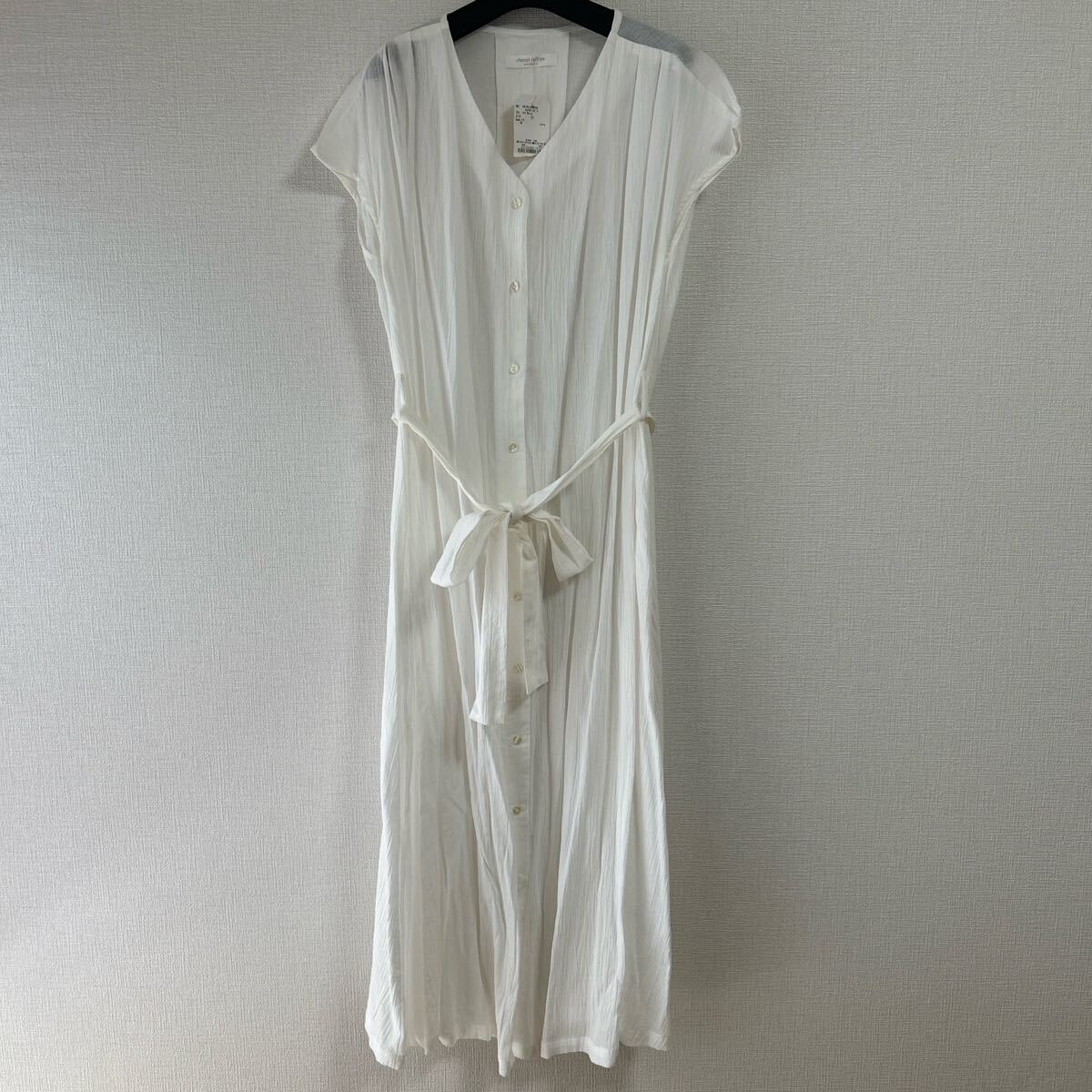 chocolraffine robe ガーゼシャツフレアワンピースショコラフィネ リボン コットン バケーション 透け感 美品 新品 ロング サマー ボタン拍卖