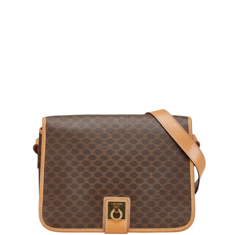 セリーヌ マカダム ショルダーバッグ ブラウン PVC レザー レディース CELINE 【中古】拍卖