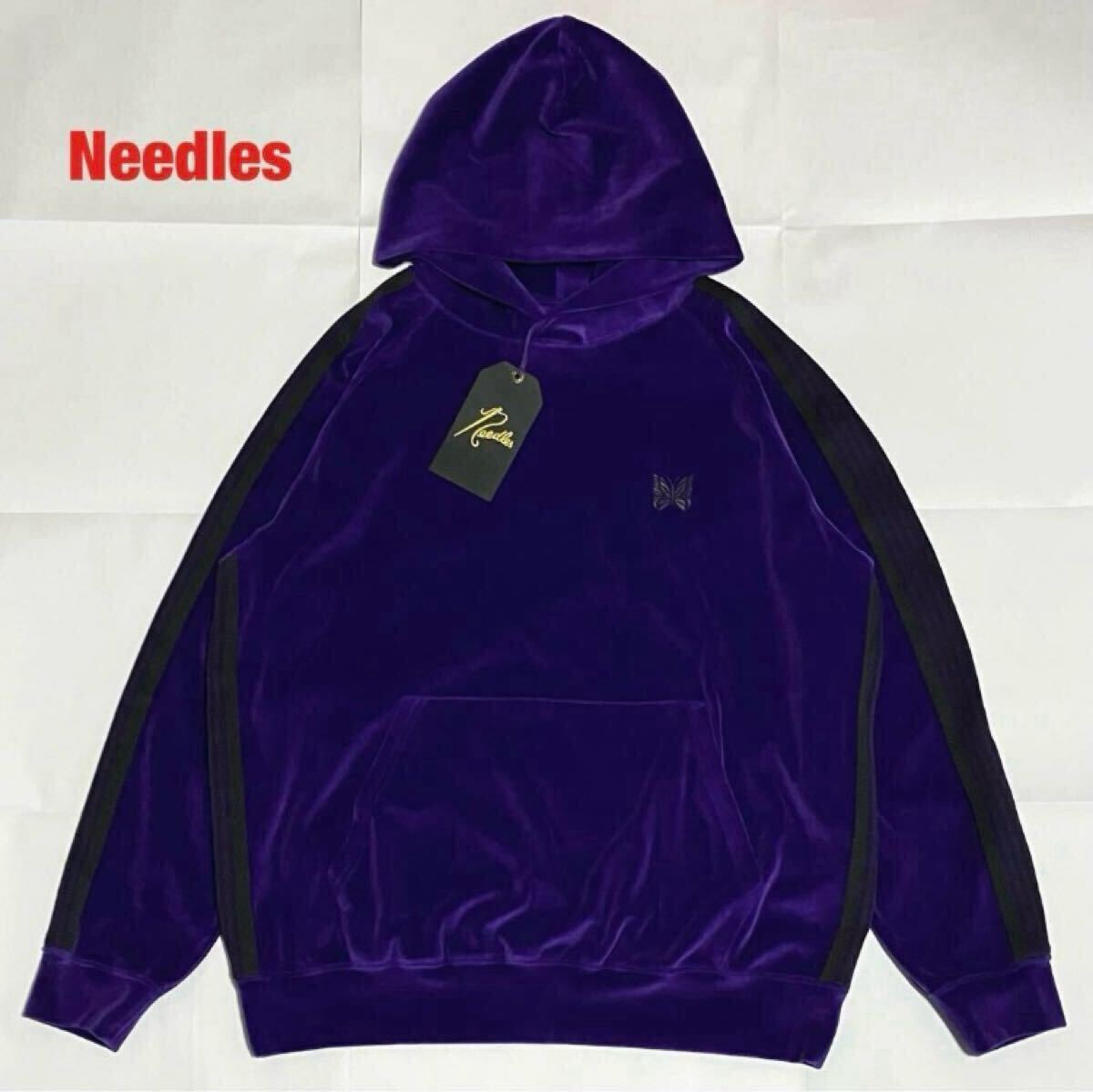 【新品】Needles ニードルス Track Hoody-C/PE Velour ベロアパーカー タグ付き 袖デザイン 刺繍ロゴ オーバーサイズ 23AW NS252拍卖